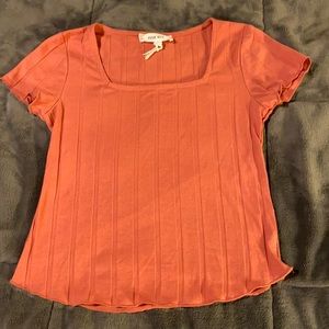 NWOT Pink Rose Wide-Ribbed Square Neck Shirt